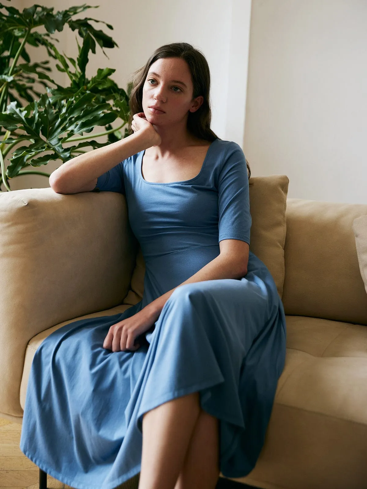 Solid Color TENCEL™ Modal Fibers Midi Dress sold by BERLOOK product image thumbnail 2