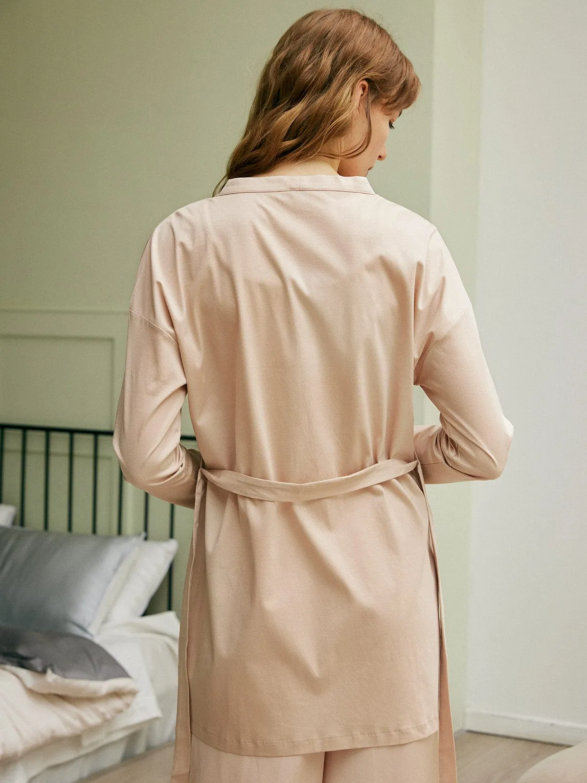 Drop Shoulder Supima Cotton Knotted Robe sold by BERLOOK product image thumbnail 5