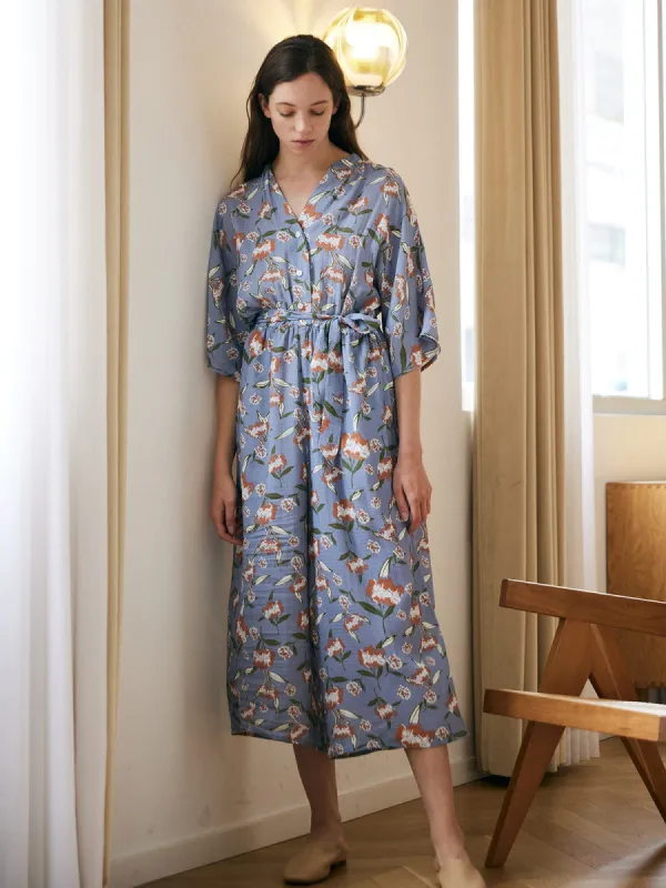 Floral Print Belt Viscose Jumpsuit sold by BERLOOK