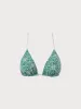 Green Jacquard Contrast Trim Bikini Top sold by BERLOOK
