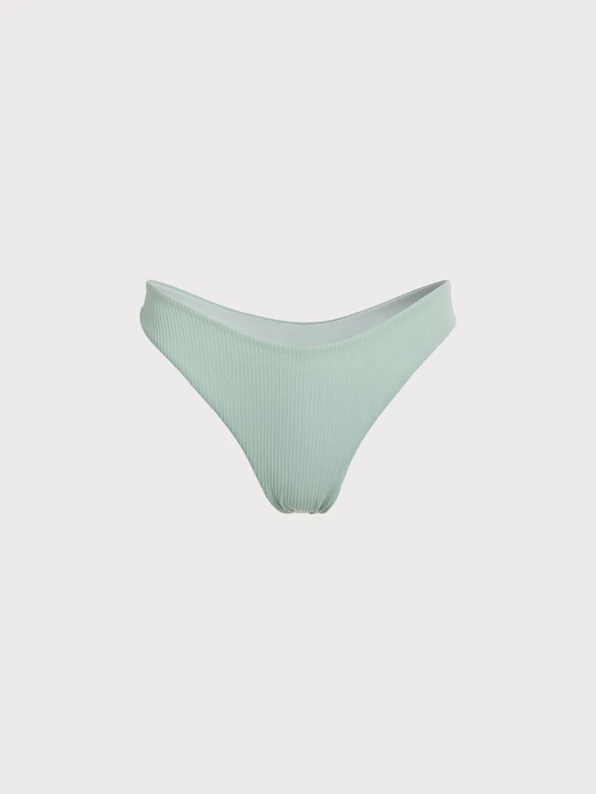 The Cyan Ribbed Solid Low Waisted Bikini Bottom sold by BERLOOK