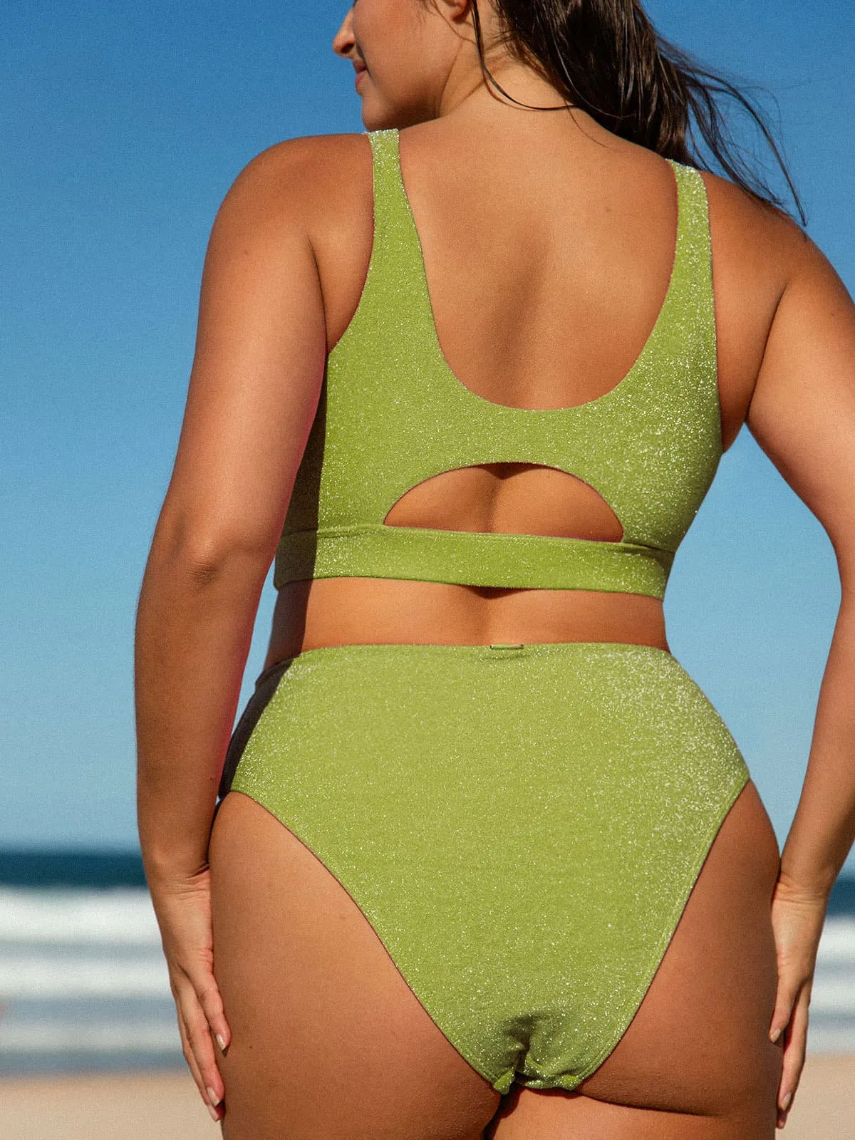 Light Green Lurex Plus Size Bikini Bottom sold by BERLOOK product image thumbnail 4