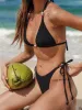 Black Beaded Side Tie Bikini Bottom sold by BERLOOK