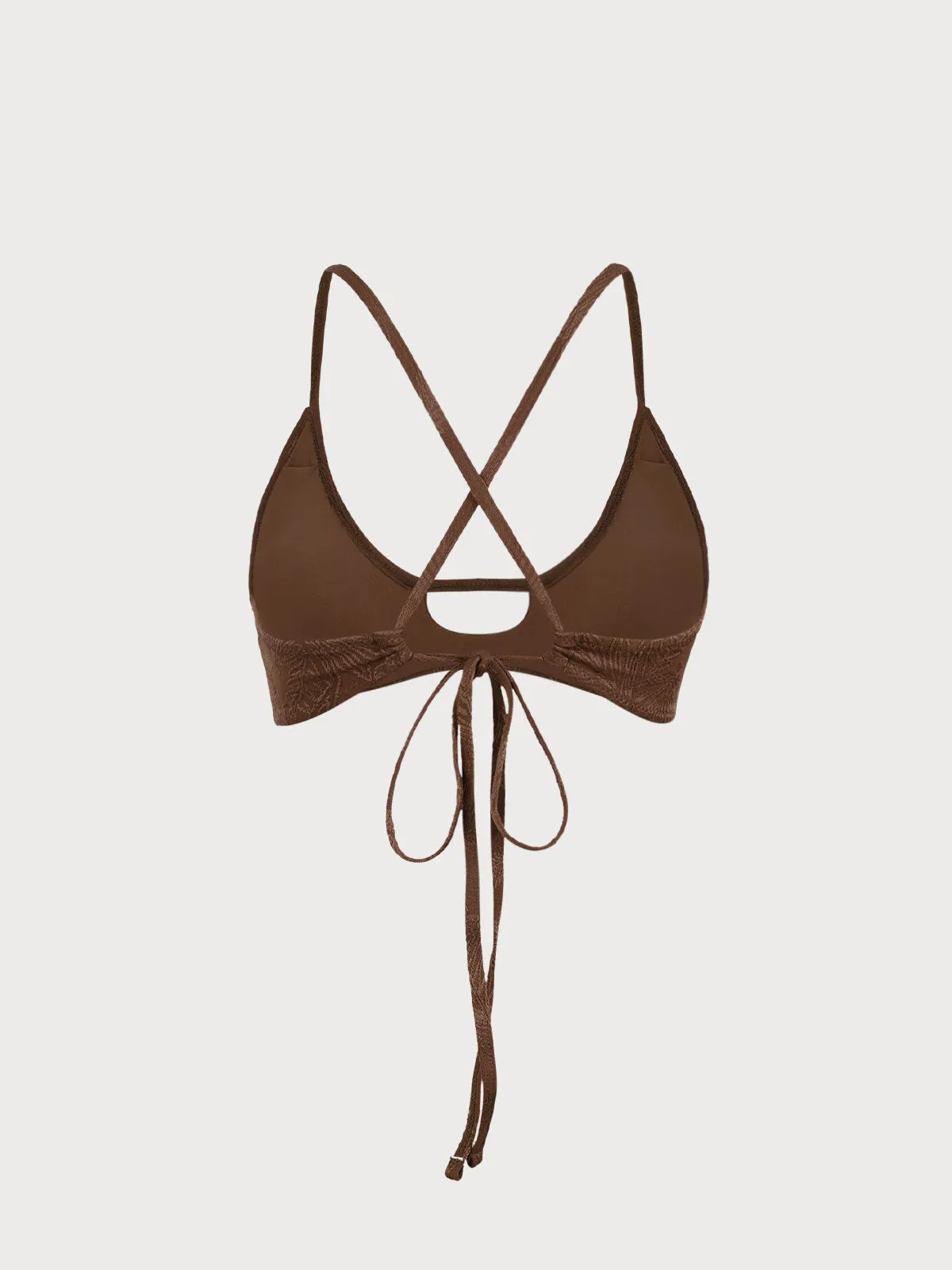 Coffee Jacquard Cutout Bikini Top sold by BERLOOK product image thumbnail 2