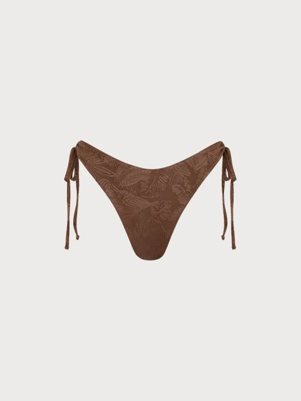 Coffee Jacquard Tie Bikini Bottom sold by BERLOOK