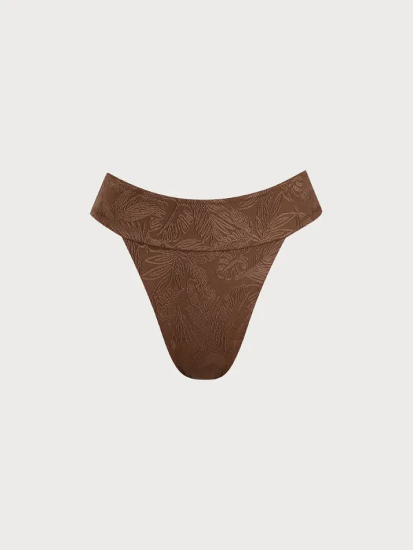 Coffee Jacquard Waistband Bikini Bottom sold by BERLOOK