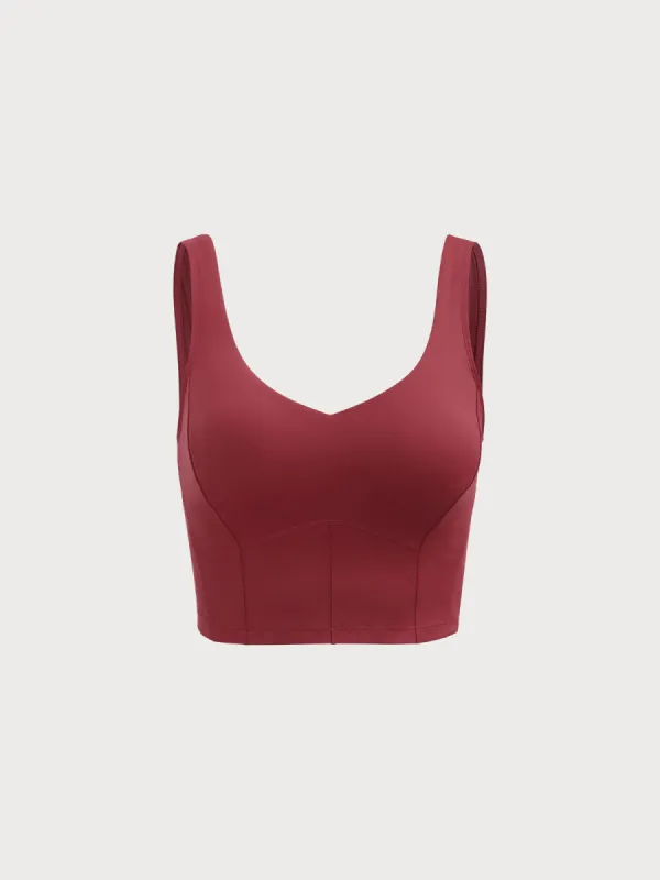 Dark Red V Neck Tank Top - High Support sold by BERLOOK