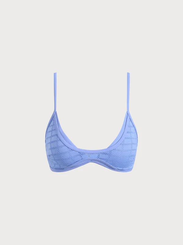 Light Blue Mesh Panel Bikini Top sold by BERLOOK