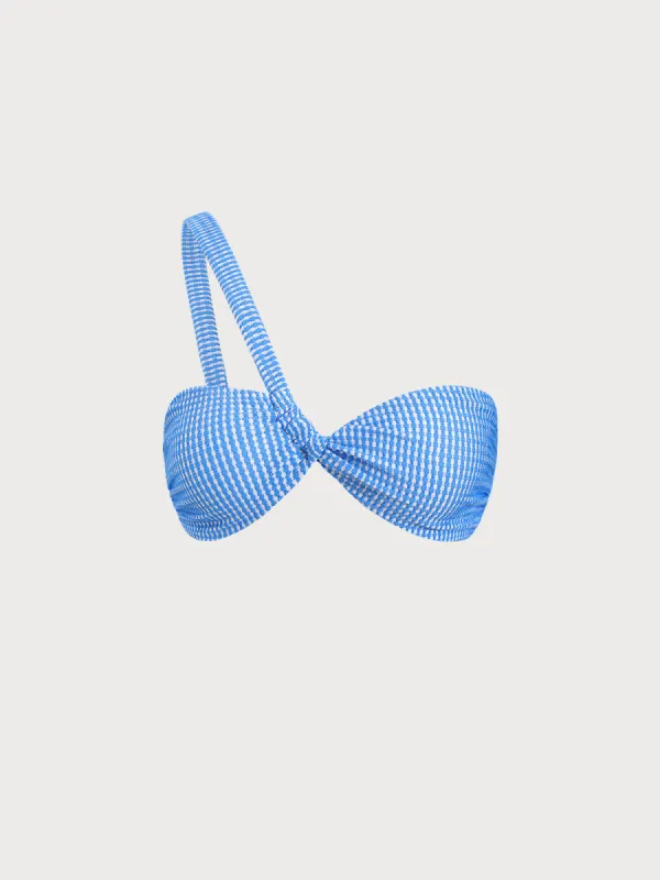 Blue Plaid One shoulder Bikini Top sold by BERLOOK