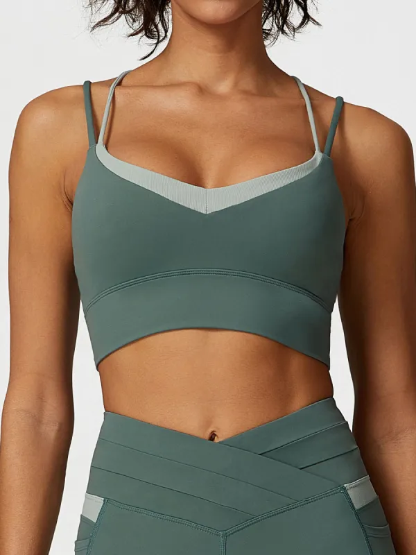 Sage Green X Cross Sports Bra - Light Support sold by BERLOOK