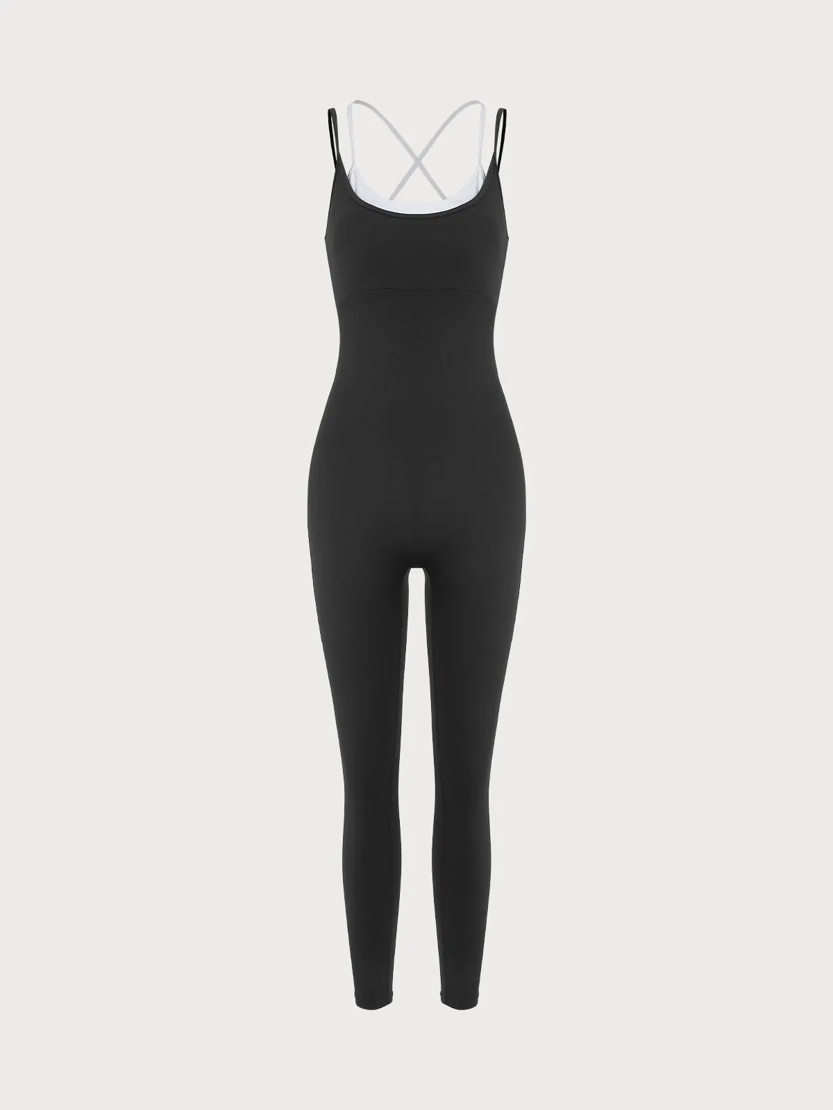 Black Contrast X Cross Yoga Jumpsuit 25” sold by BERLOOK product image thumbnail 5