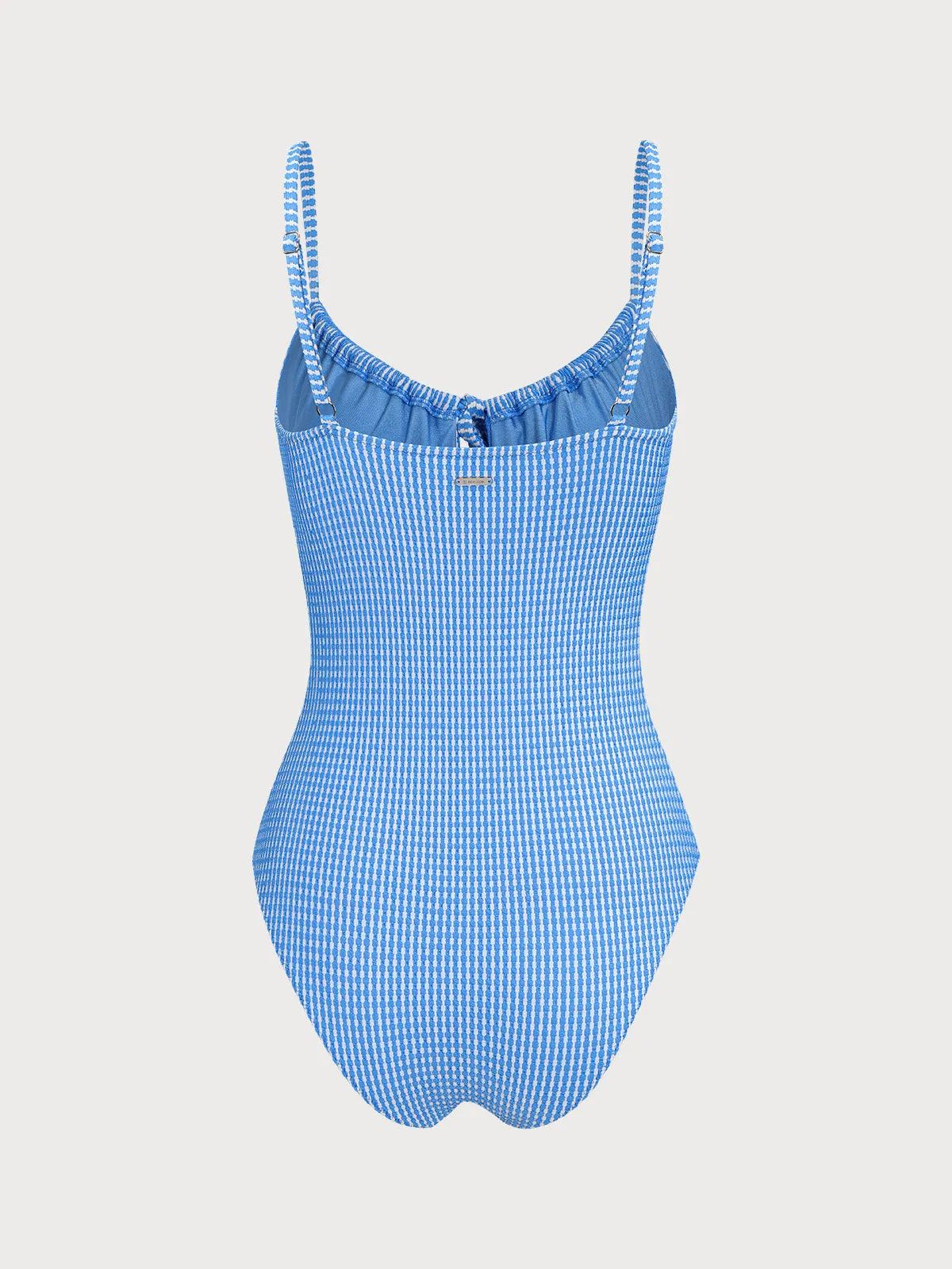 Blue Plaid Drawstring One-Piece Swimsuit sold by BERLOOK product image thumbnail 2