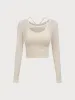 Beige Cut Out Long Sleeve Top--Light Support sold by BERLOOK