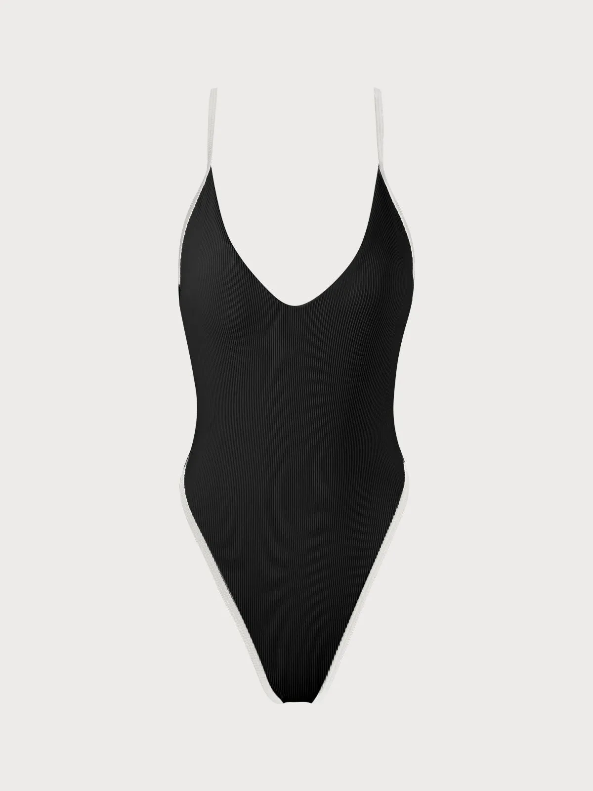 Black Contrast Trim One-Piece Swimsuit sold by BERLOOK product image thumbnail 4