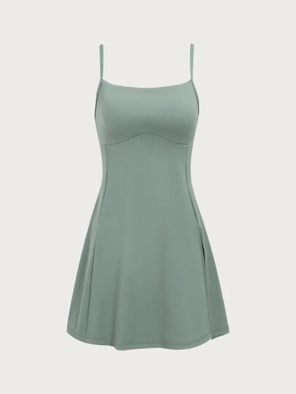 Grey Green Cut Out Dress - Light Support sold by BERLOOK