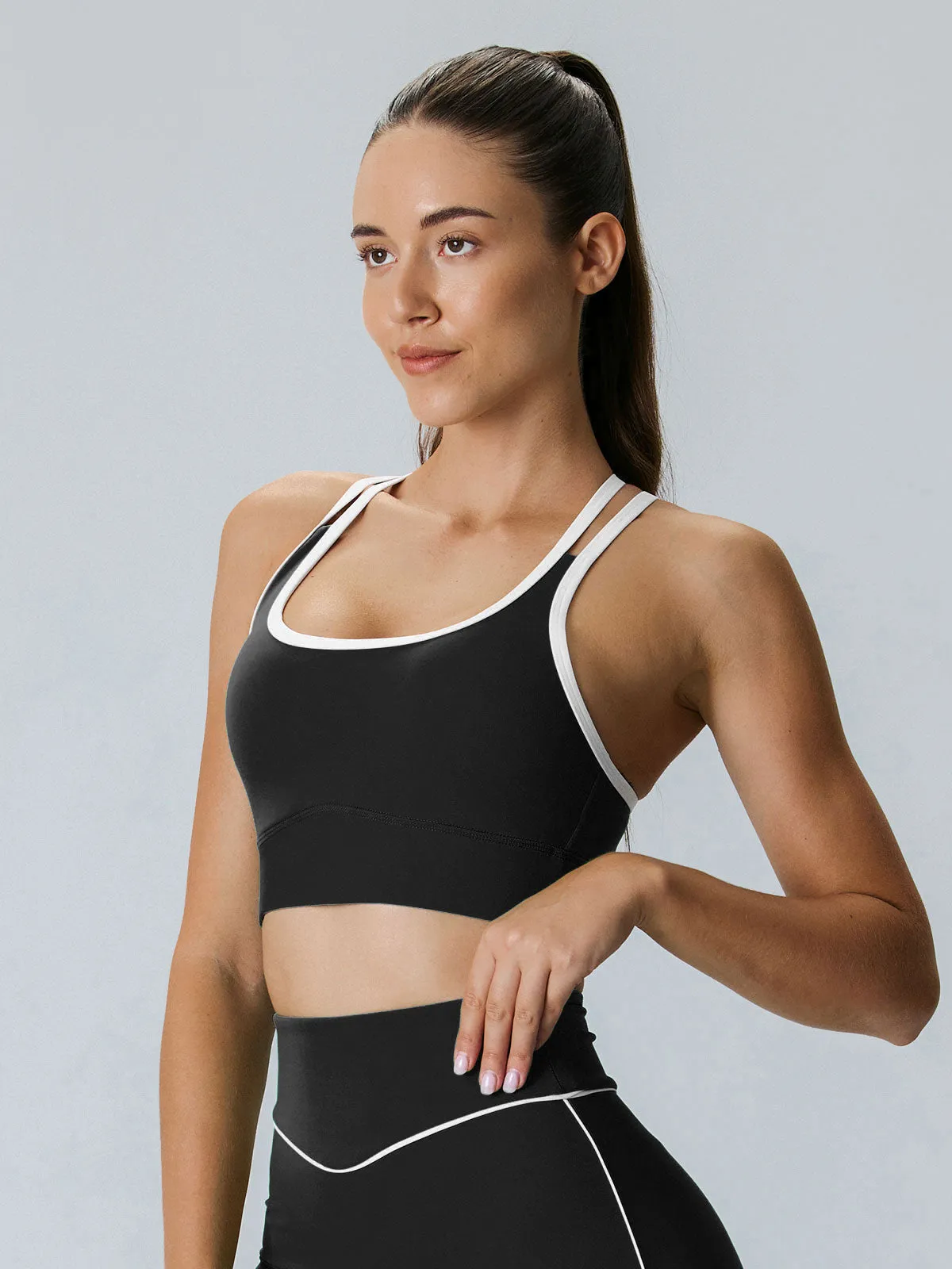 Black X Cross Lycra® Sports Bra - Medium Support sold by BERLOOK