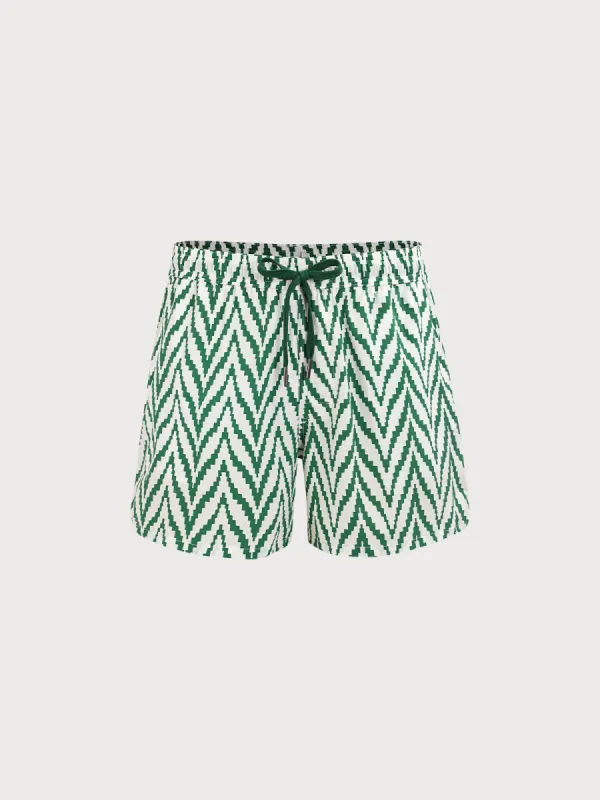 The Green Geometric Beach Men's 5" Swimming Trunks sold by BERLOOK