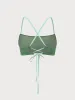 Dark Green Jacquard X Cross Bikini Top sold by BERLOOK