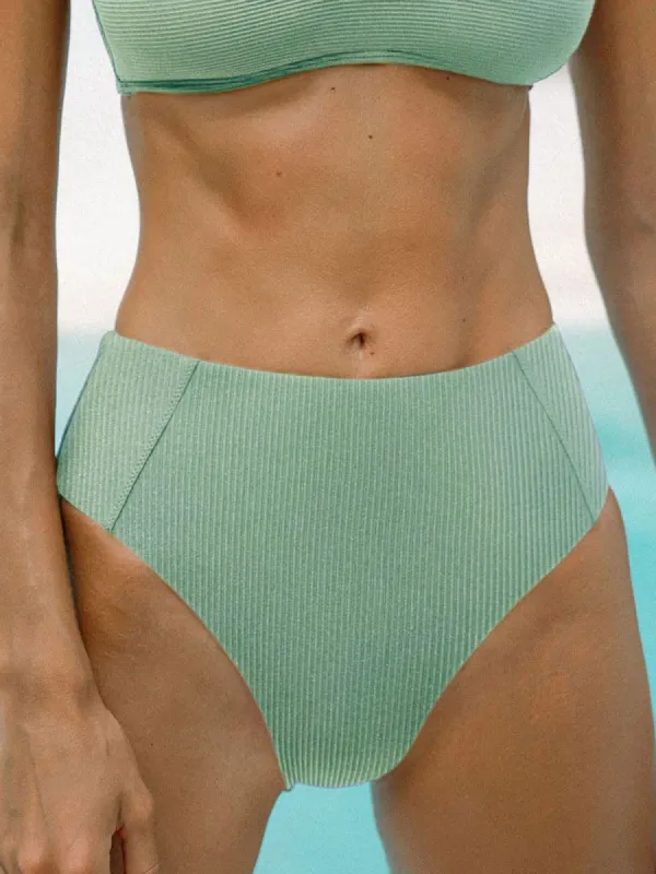 Cyan Ribbed Seam Full Coverage Bikini Bottom sold by BERLOOK