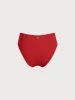 Red Ribbed Seam Full Coverage Bikini Bottom sold by BERLOOK