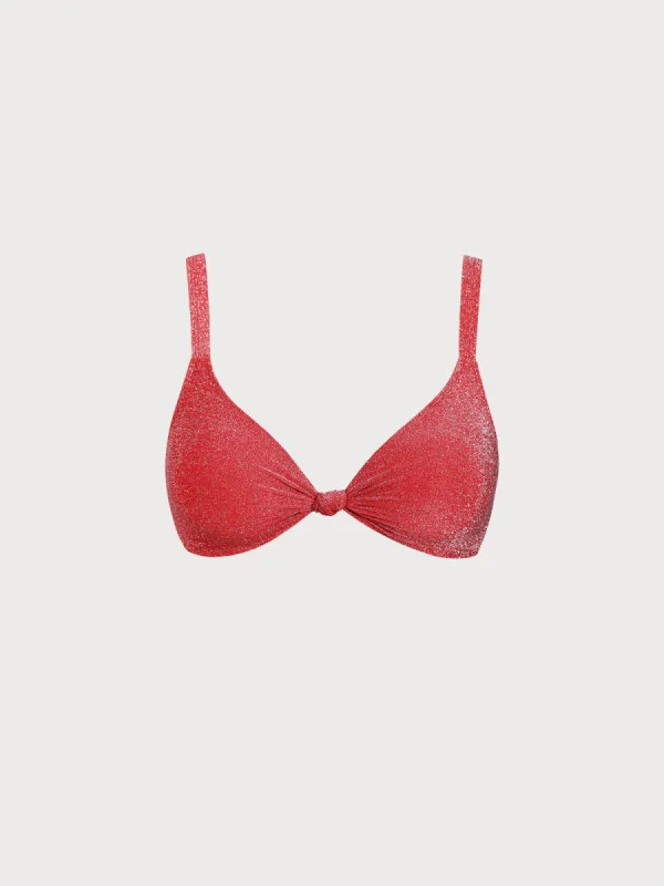 Red Lurex Knot Plus Size Bikini Top sold by BERLOOK
