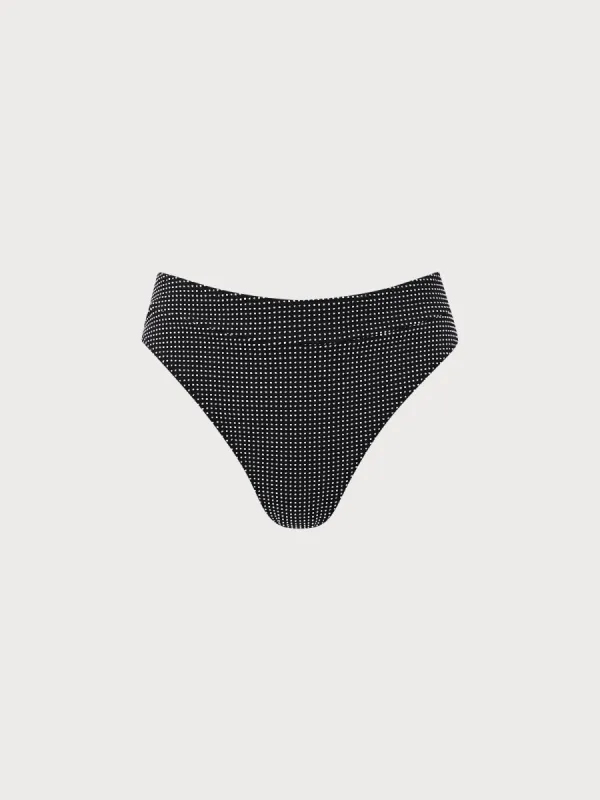 Black Polka Dot High Waisted Bikini Bottom sold by BERLOOK