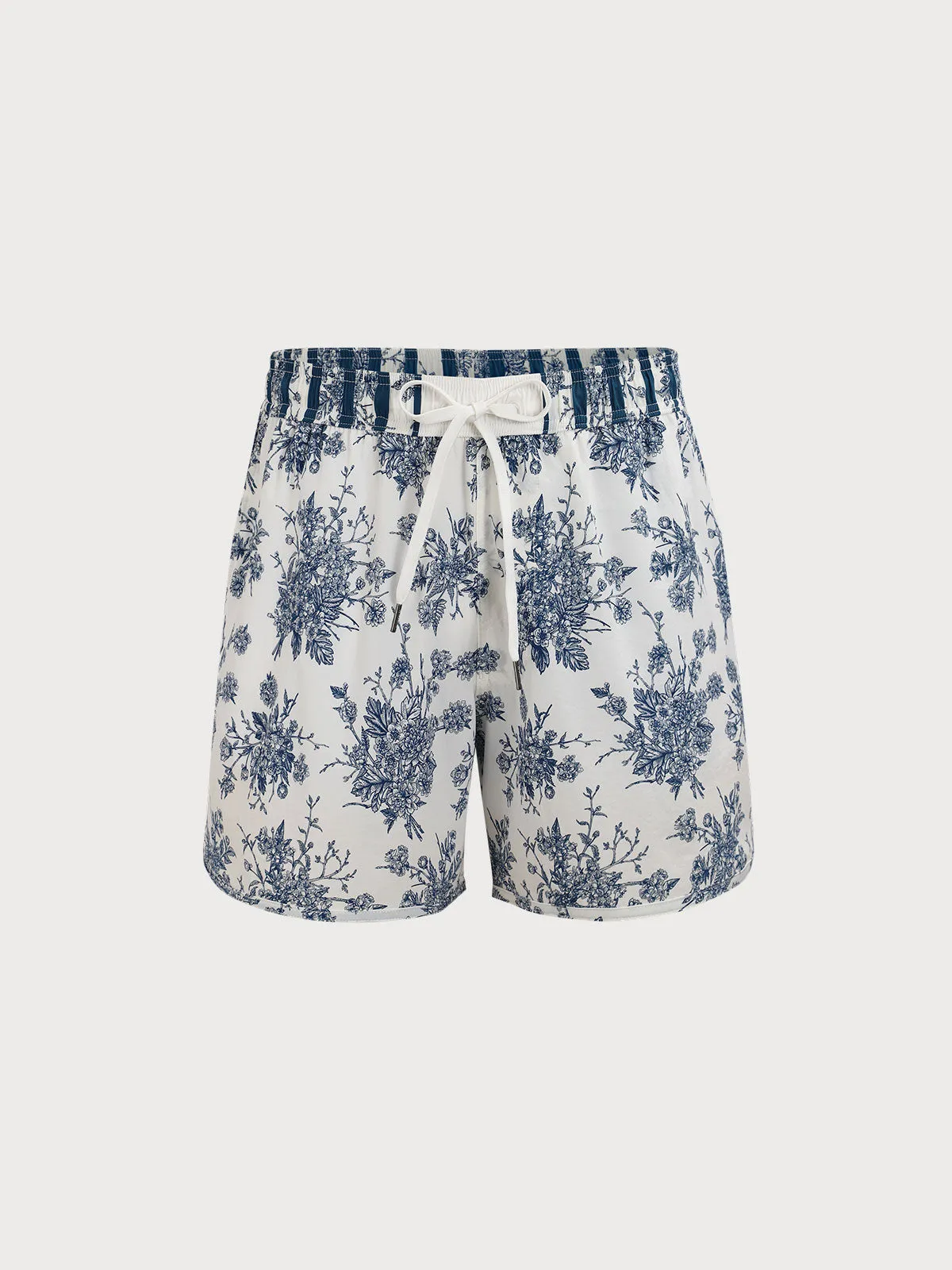 The Blue Floral Beach Men's 5" Swimming Trunks sold by BERLOOK