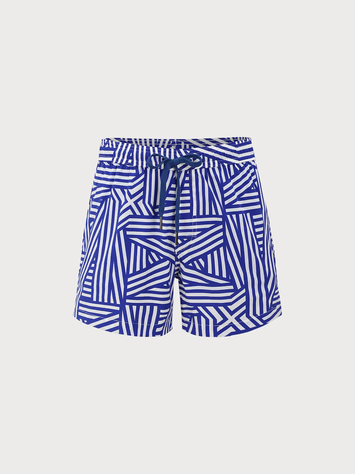 The Navy Geometric Beach Men's 5" Swimming Trunks sold by BERLOOK