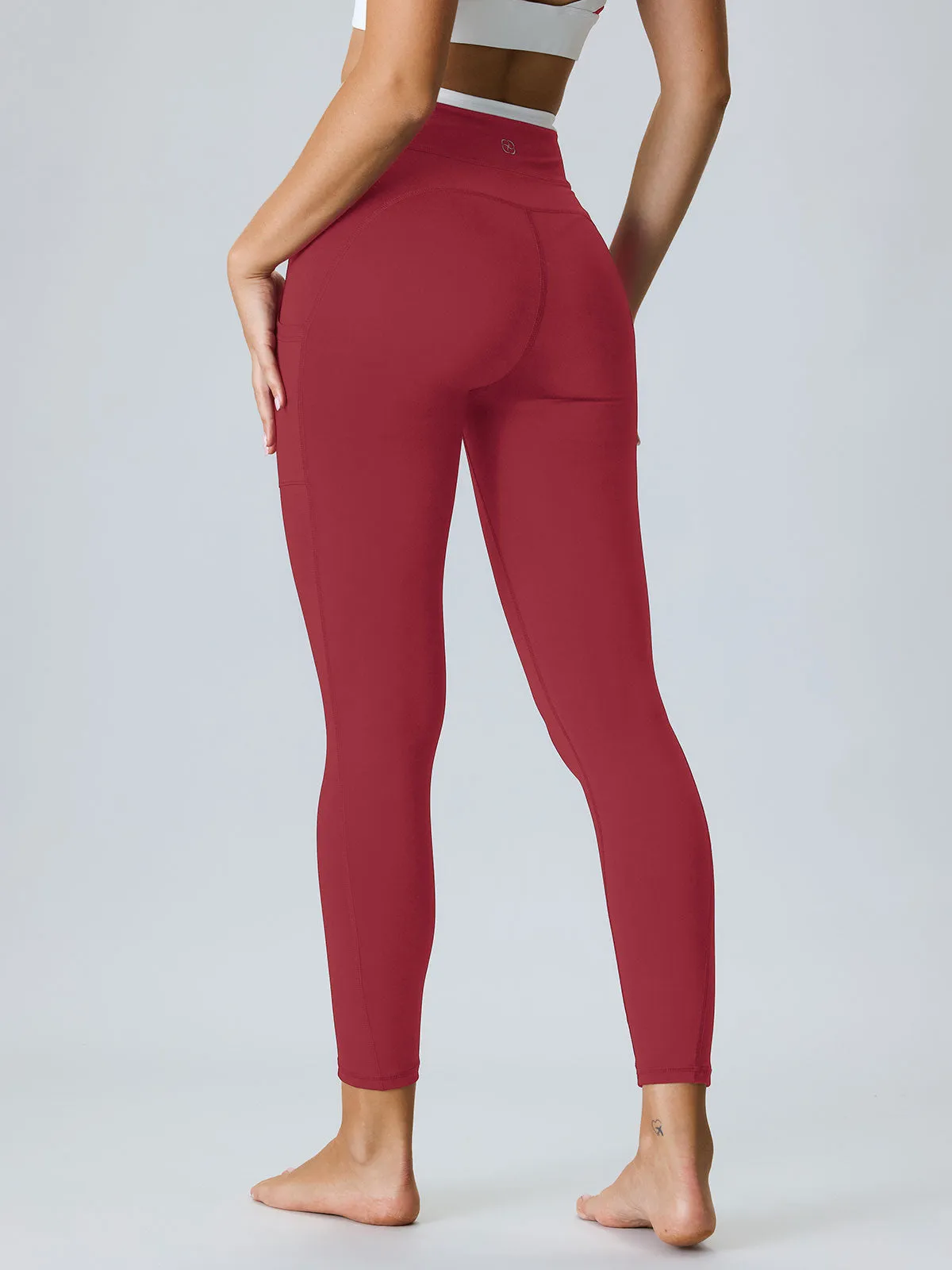 Dark Red Natural Waisted Leggings 25" sold by BERLOOK product image thumbnail 4