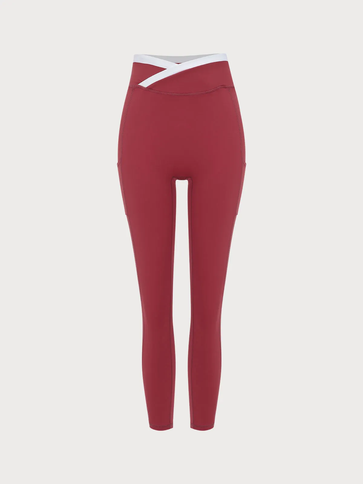 Dark Red Natural Waisted Leggings 25" sold by BERLOOK product image thumbnail 5