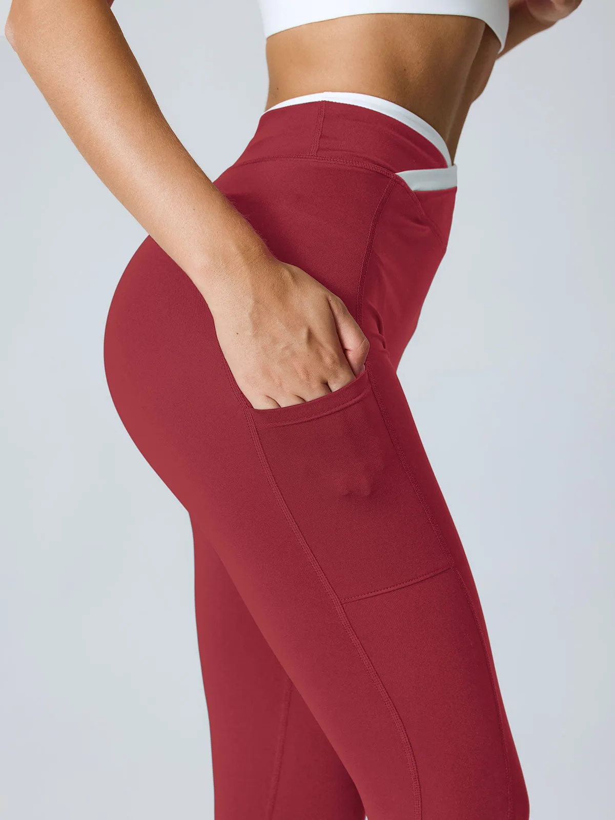 Dark Red Natural Waisted Leggings 25" sold by BERLOOK product image thumbnail 2