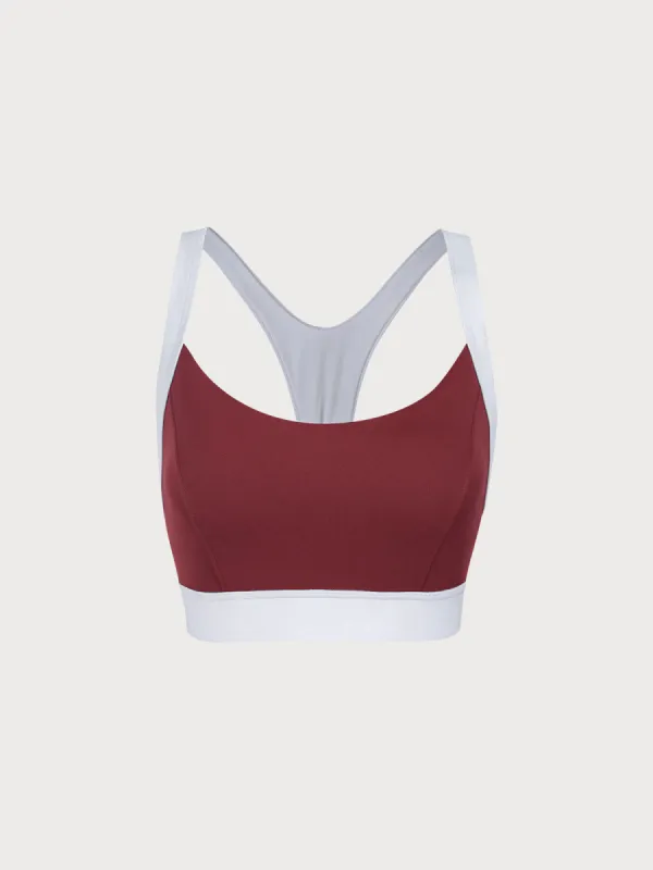 Dark Red Sports Bra - Light Support sold by BERLOOK
