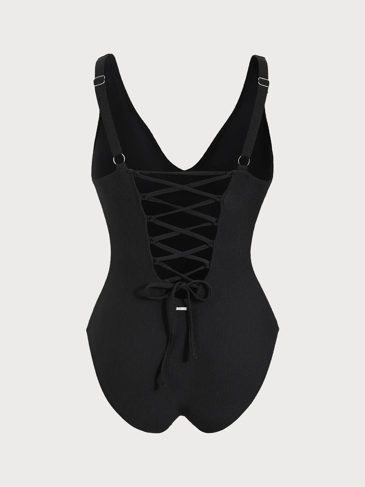 Black Tummy Control Plus Size One-Piece Swimsuit sold by BERLOOK product image thumbnail 2