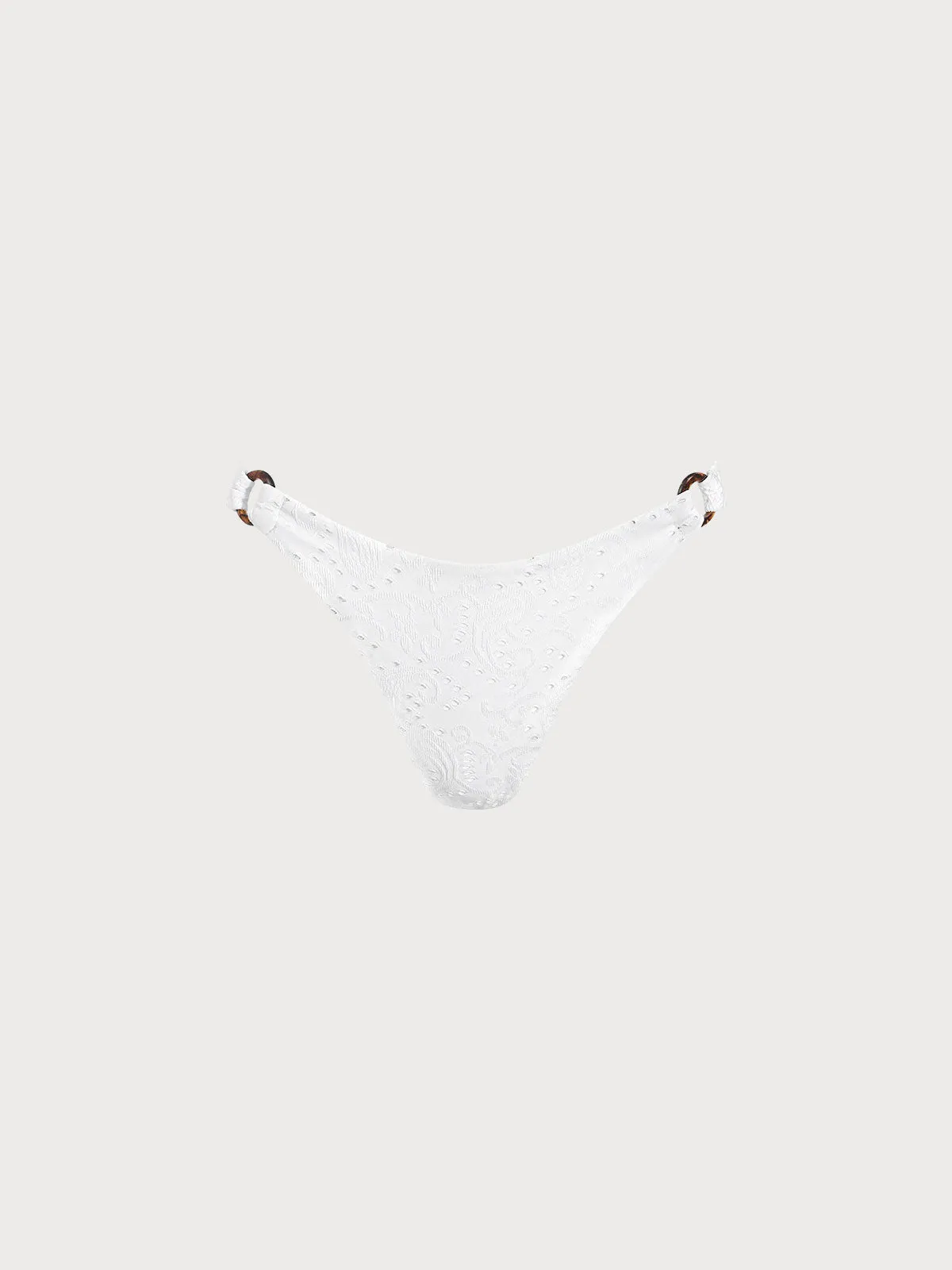 White Paisley O-Ring Bikini Bottom sold by BERLOOK