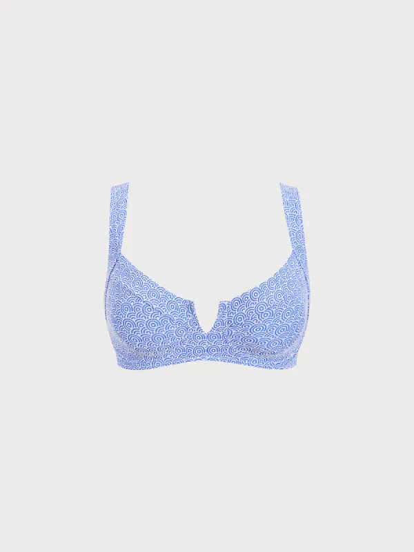 Blue Jacquard Underwire Plus Size Bikini Top sold by BERLOOK
