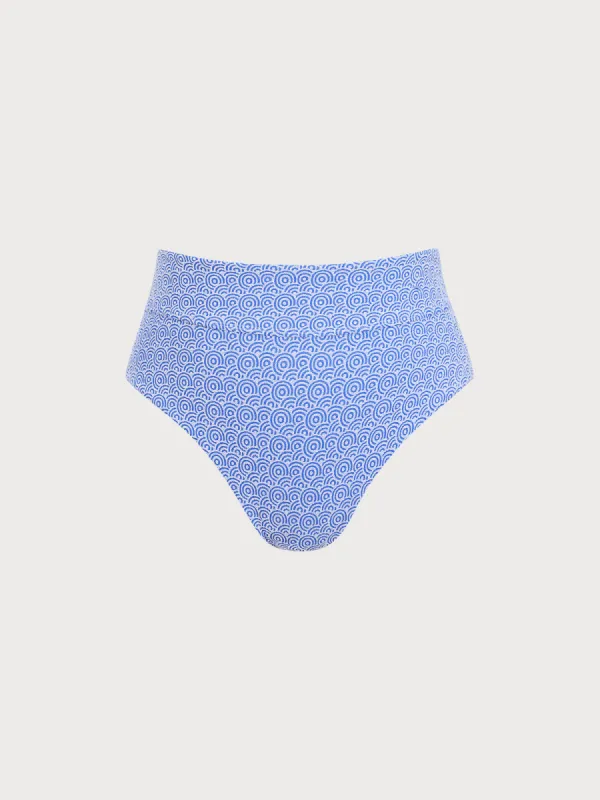 Blue Jacquard High Waisted Plus Size Bikini Bottom sold by BERLOOK
