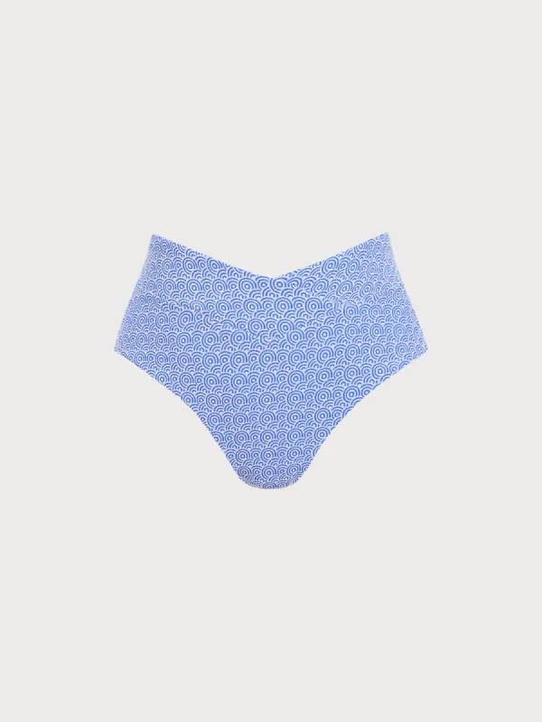 Blue Jacquard V Cut Plus Size Bikini Bottom sold by BERLOOK