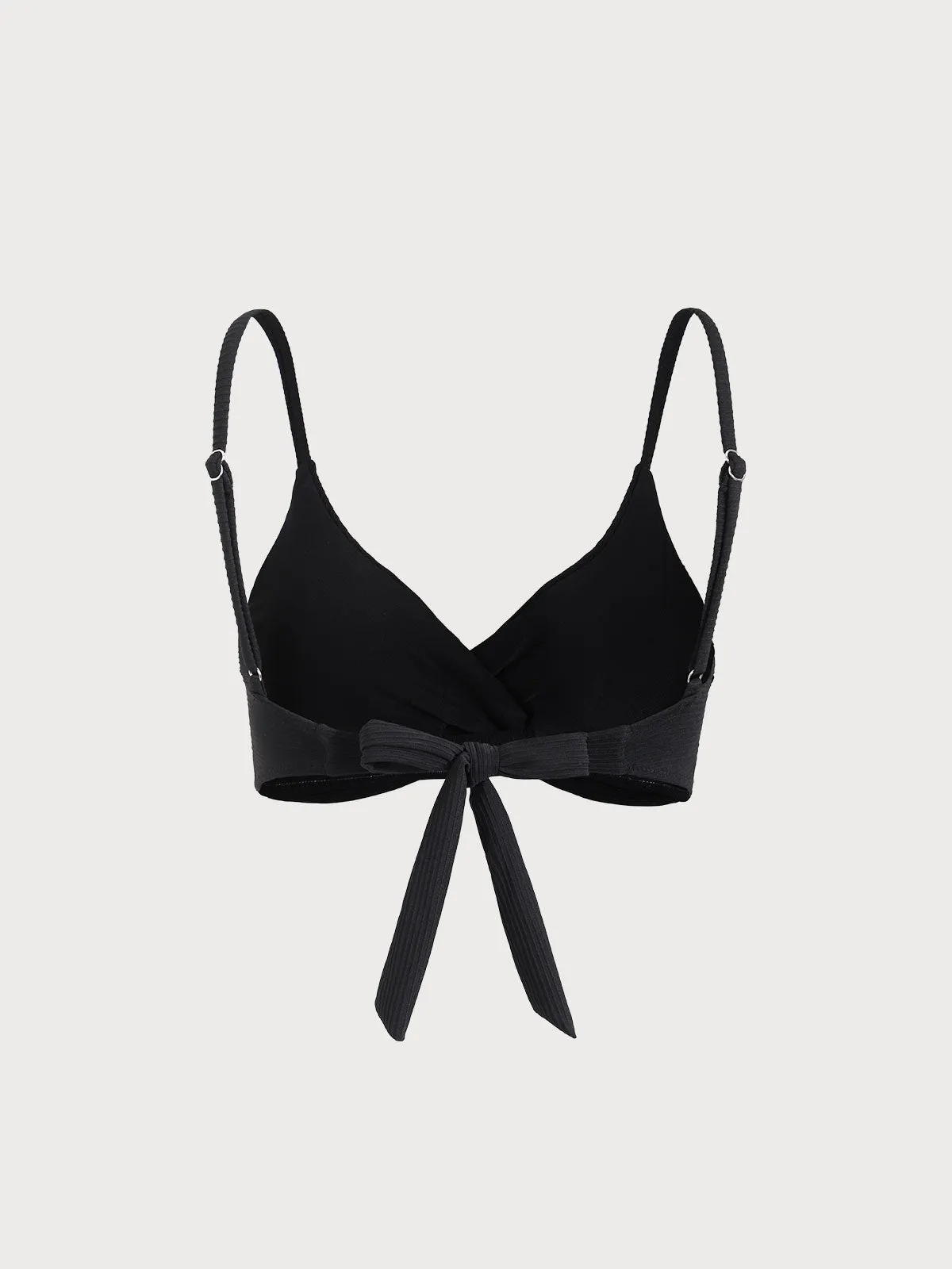 Black Ribbed Twist Knot Bikini Top sold by BERLOOK product image thumbnail 2