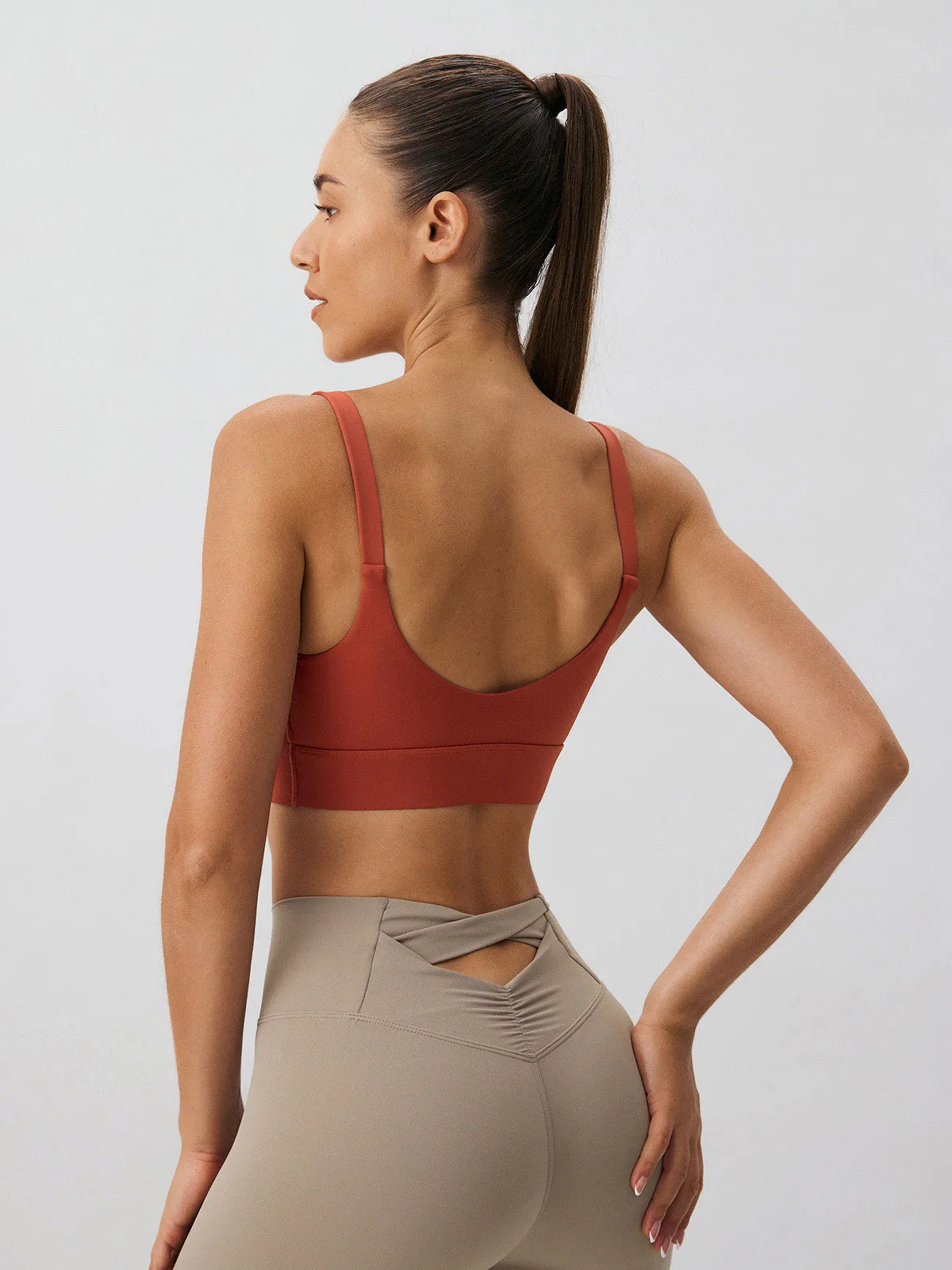 Brick Red Scoop Neck Sports Bra - Medium Support sold by BERLOOK product image thumbnail 2