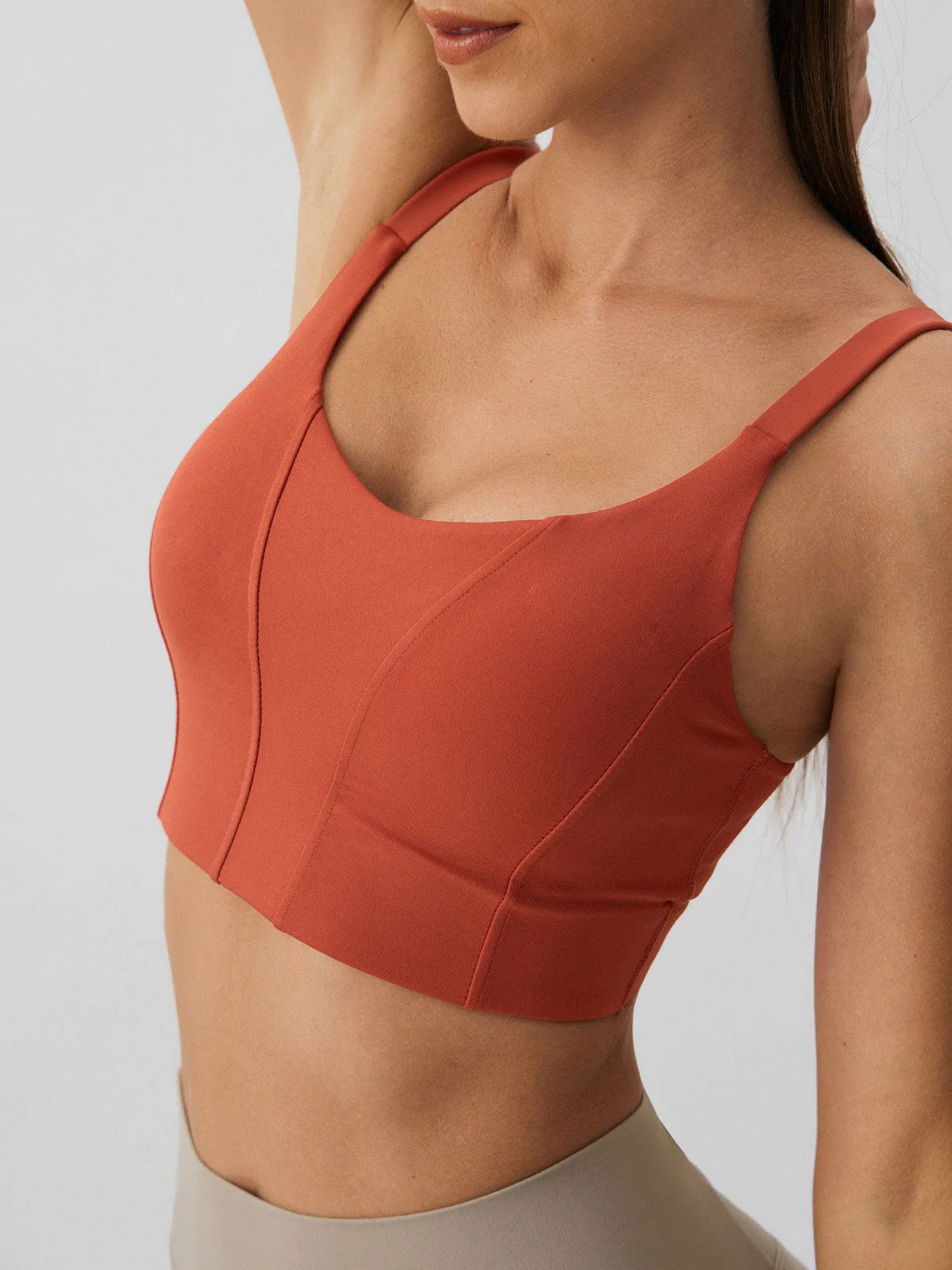 Brick Red Scoop Neck Sports Bra - Medium Support sold by BERLOOK product image thumbnail 3