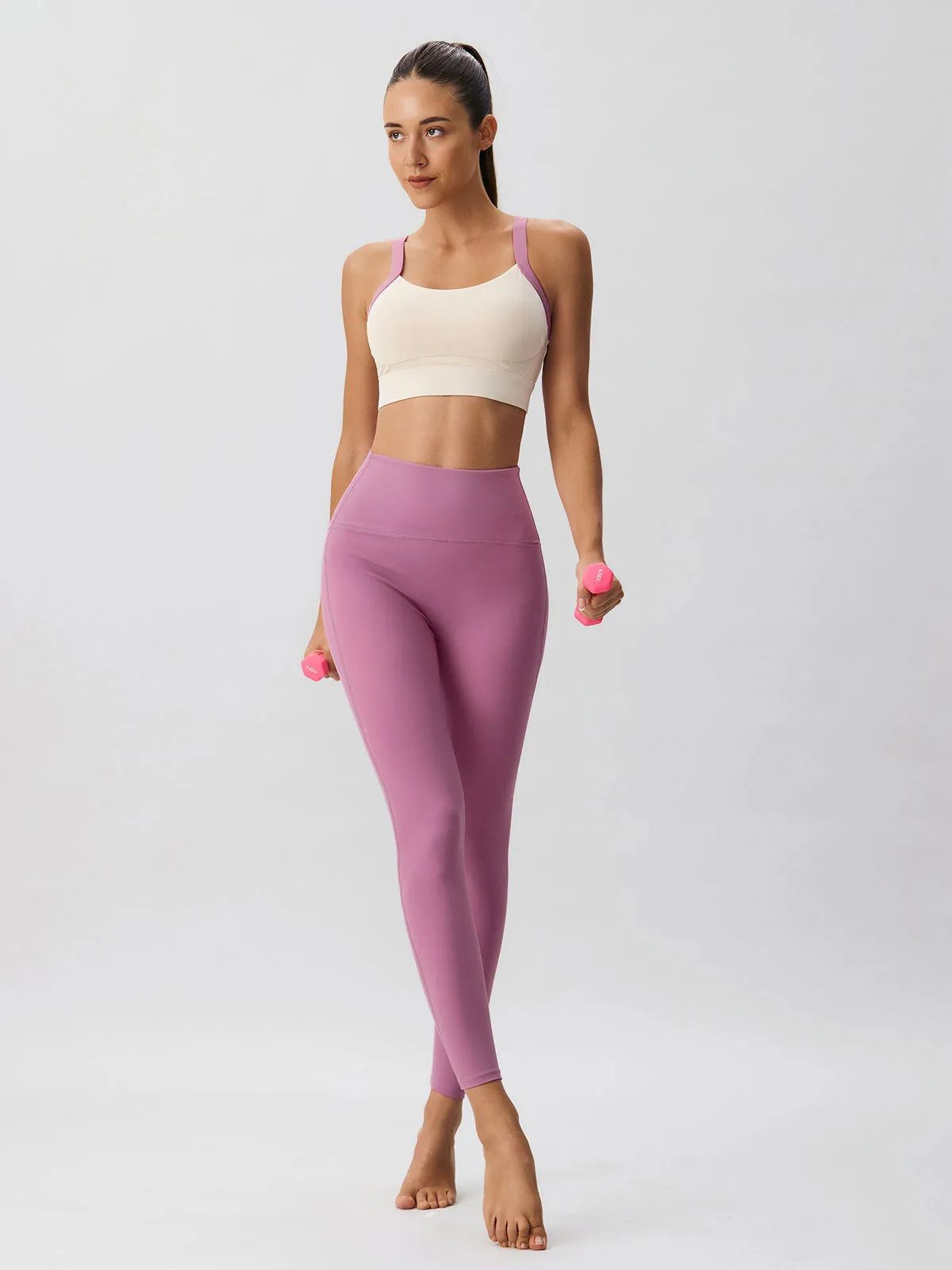 Pink Contrast Strap Sports Bra sold by BERLOOK product image thumbnail 3
