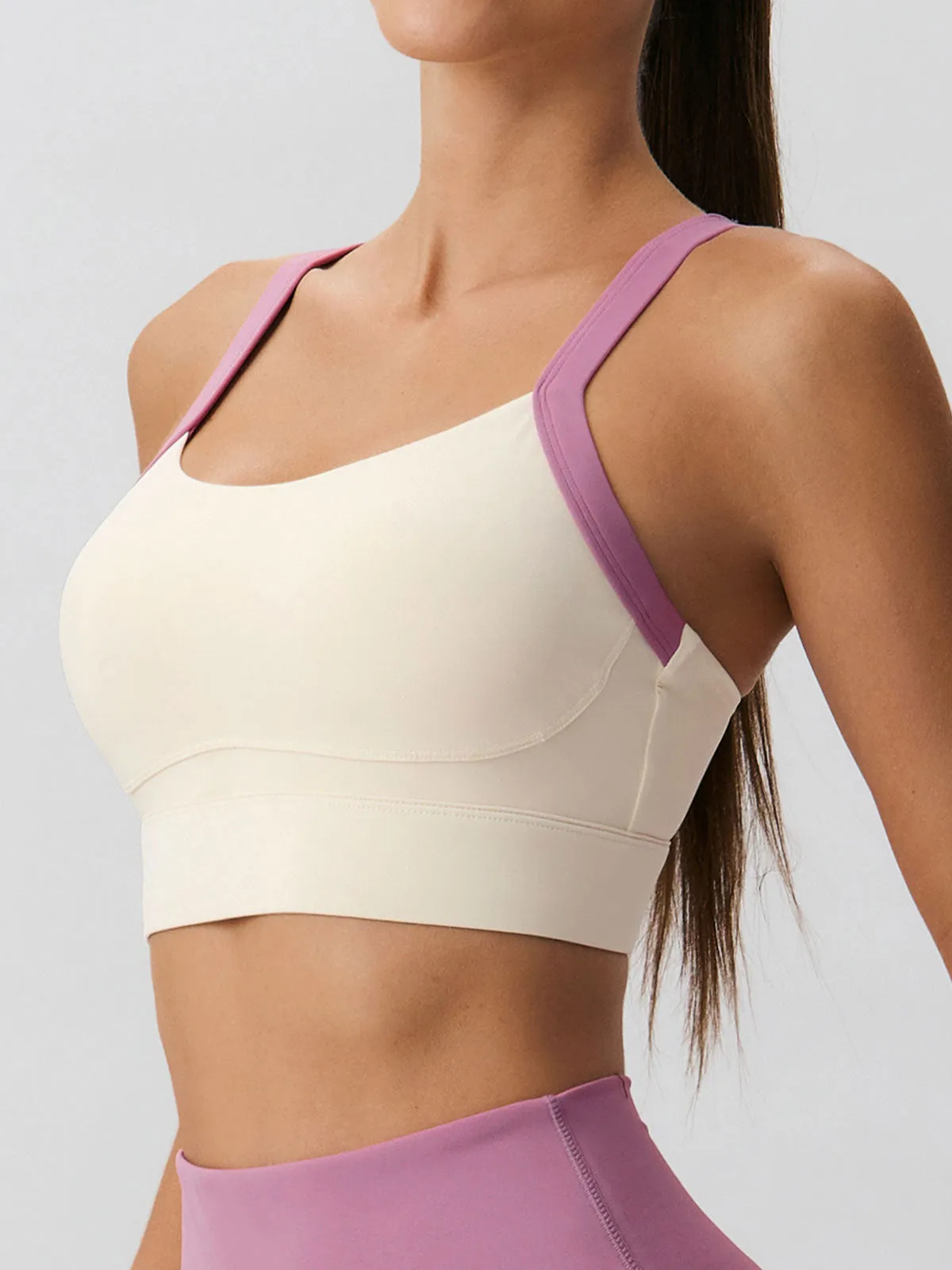 Pink Contrast Strap Sports Bra sold by BERLOOK product image thumbnail 2