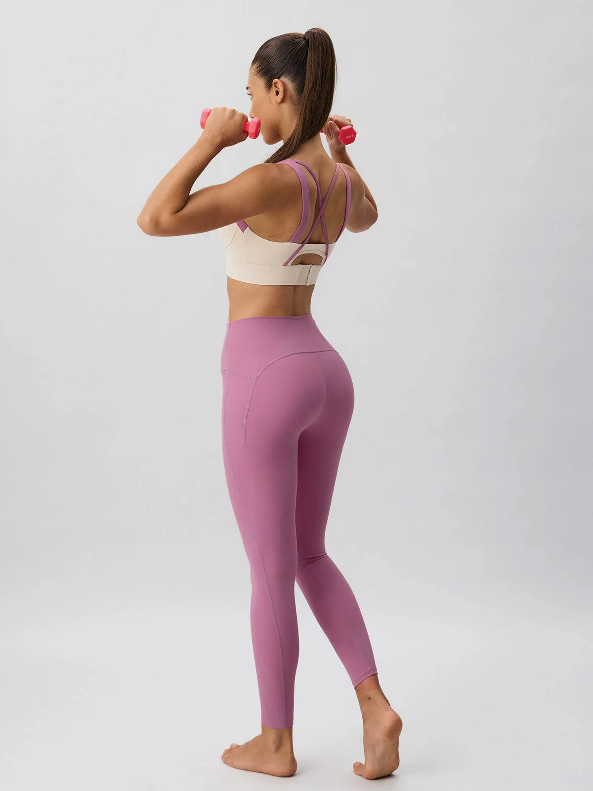 Pink Contrast Strap Sports Bra sold by BERLOOK product image thumbnail 4