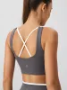 Dark Grey Contrast Square Neck Sports Bra - Medium Support sold by BERLOOK