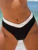 Contrast Trim V-Cut Full Coverage Bikini Bottom sold by BERLOOK
