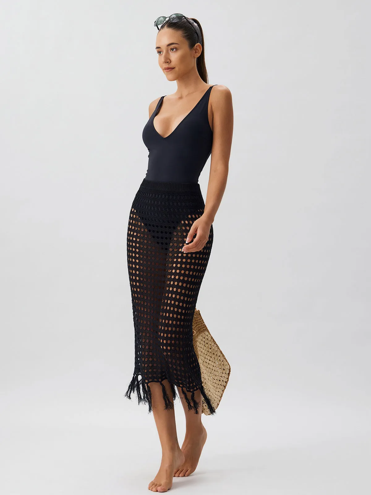 Black V Neck Tummy Control One-Piece Swimsuit sold by BERLOOK product image thumbnail 4