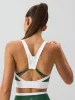 Green Contrast U Neck Sports Bra -Light Support sold by BERLOOK