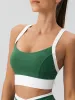 Green Contrast U Neck Sports Bra -Light Support sold by BERLOOK
