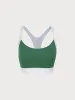 Green Contrast U Neck Sports Bra -Light Support sold by BERLOOK