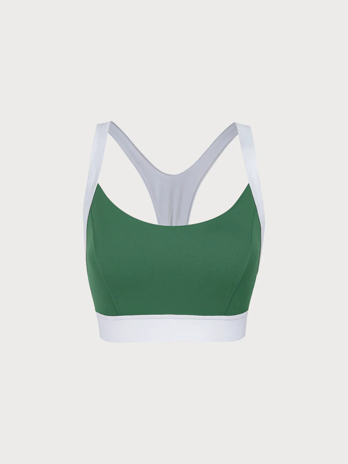 Green Contrast U Neck Sports Bra -Light Support sold by BERLOOK product image thumbnail 5
